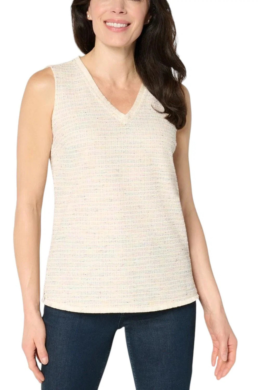 Belle by Kim Gravel Class & Sass Spring Tweed Stretch Tank - Regular